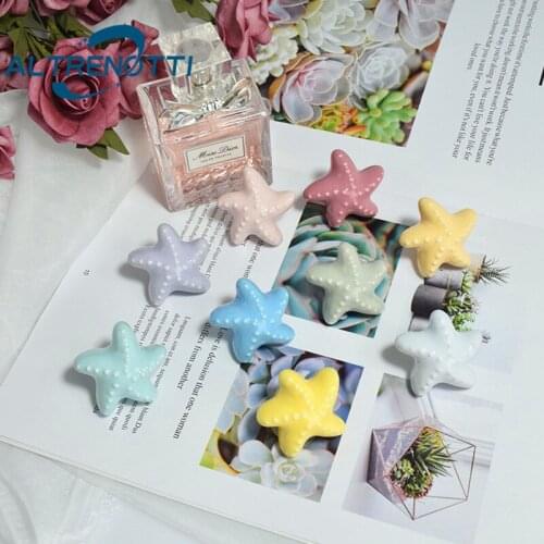 Furniture Cabinet Handle Star Fish Colorful Ceramic Cute Knob For Kid Room Kitchen Cupboard Drawer Wardrobe Door Pull Hardware