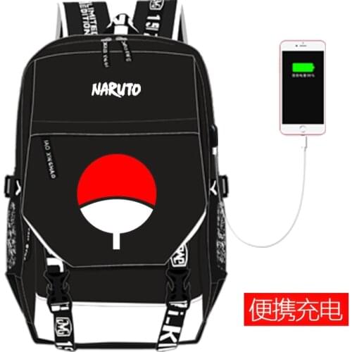 Narutoo Itachi Sasuke USB Port Backpack Student School Shoulder Bag Satchel Laptop Rucksack Knapsack Teenager Casual Travel Gift
