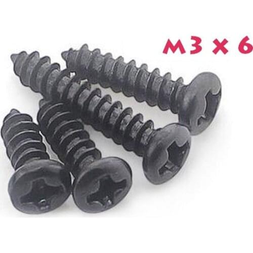 2000PCS M3*6 M3X6 BK Carbon Steel Philips Cross Head Screw Self Tapping Round Head Screw Electronic Screws