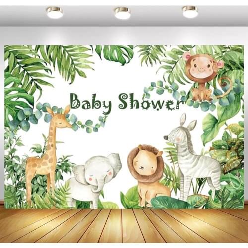 Tropical Leaves Jungle Party Baby Shower Photo Backgrounds Newborn Baby Kids Birthday Cartoon Animals Photography Backdrops