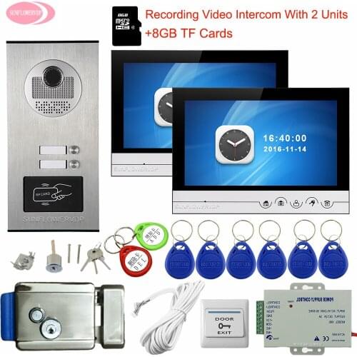 Security Video Door Bell 9 inchs Video Intercom With Recording Intercoms Doorphone For Private Homes With Electronic Door Lock