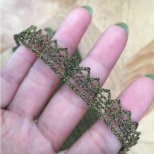 5 Meters Vintage Gold Lace Trim Bronze Thread Embroidery Lace Ribbon for Garment Stage Accessories 1.5cm Width