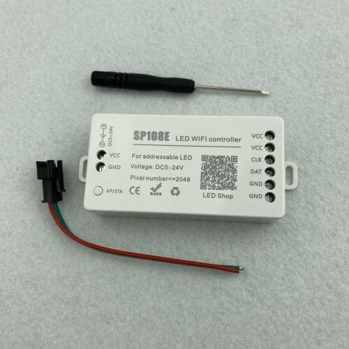 SP108E WIFI-SPI LED pixel controller ;DC5-24V input;supports WS2811/WS2812/WS2813/APA102C/UCS1903/TM1809 etc