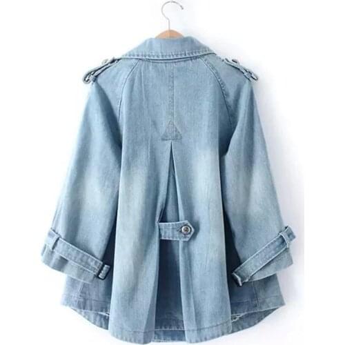 2019 Autumn New Women Denim Jacket Double-breasted Boyfriend Jeans Coat Vintage Bomber Jacket Femme Casual Basic Outerwear M53