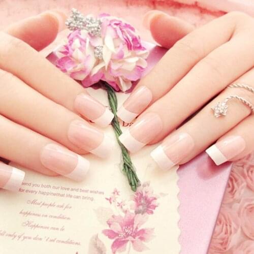 Hot sale 24 Pcs/Set French Long False Nails With Glue Wedding Bride Party Ladies Fake Full Nail Tips Mixed Size