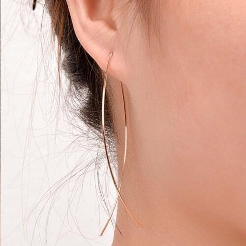Women New Trendy Dangle Hanging Long Drop Earrings Ear Line Cross for Women Simple Fashion Geometry Tassel Simple Jewelry