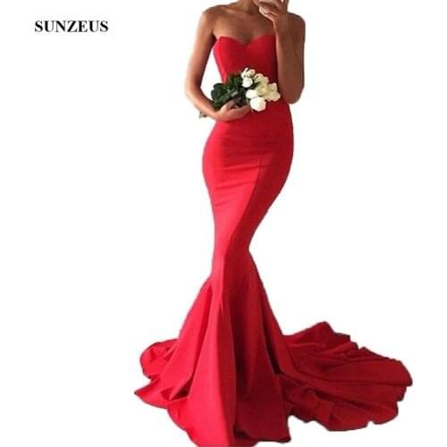 High Quality Red Mermaid Bridesmaid Dresses Trumpet Sweetheart Simple Elegant Wedding Party Gowns robe soiree