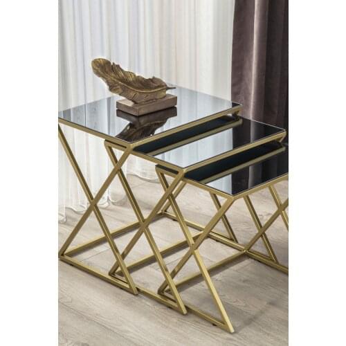 Gold Metal Legs Smoked Mirrored Zigon Table Basse Mesa Auxiliar غرفة المعيشة الأثاث Stolik Kawowy журнальный столик