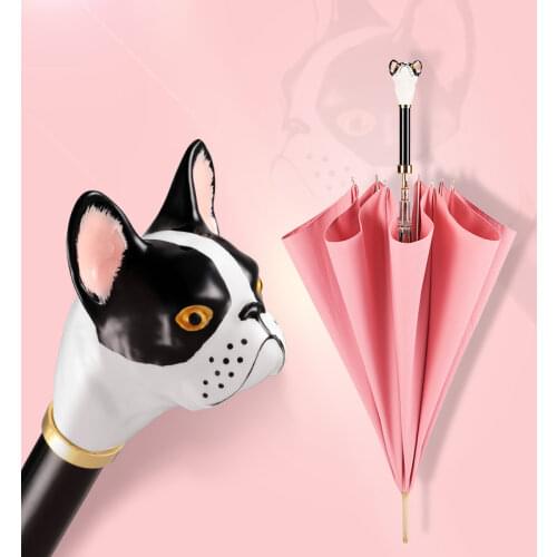Animal Head Long Handle Umbrella Women Girl Sun UV Cute Umbrella Windproof Parasol Creative Folding Umbrellas Paraplu Gift SY295