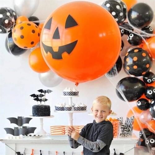 1pcs/36inch big orange printed latex balloon Halloween house decoration Halloween holiday carnival Kids Toy