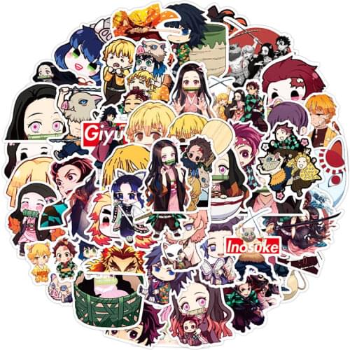 10/30/50pcs/Set Anime Demon Slayer Cartoon Stickers For Draw-bar frame Childrens Toys DIY Cars Knapsack Skate Computers Guitar