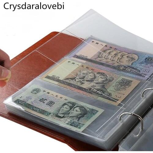 10PCS/Lot 3 line/Page banknotes money transparent PVC page of paper money coin album loose-leaf inners of Coin/Money holders