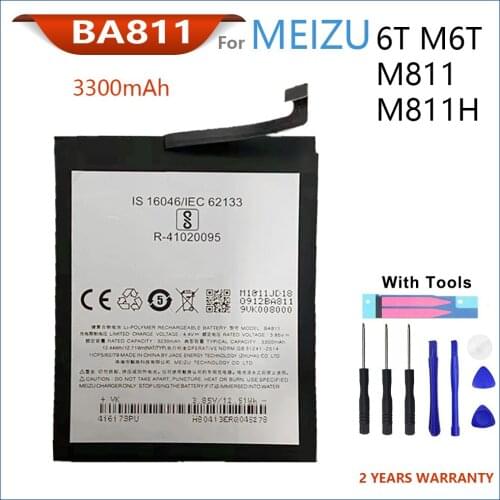 100% Original 3300mAh BA811 Battery For Meizu 6T m6T m811q m811h Phone Batteries With Tools+Tracking Number