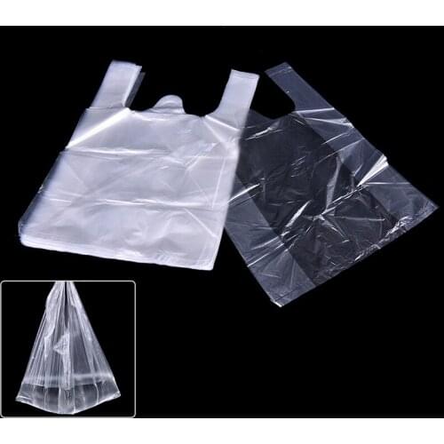 55pcs 24*32cm Plastic T-Shirt Retail Shopping Supermarket Bags Handles Packaging