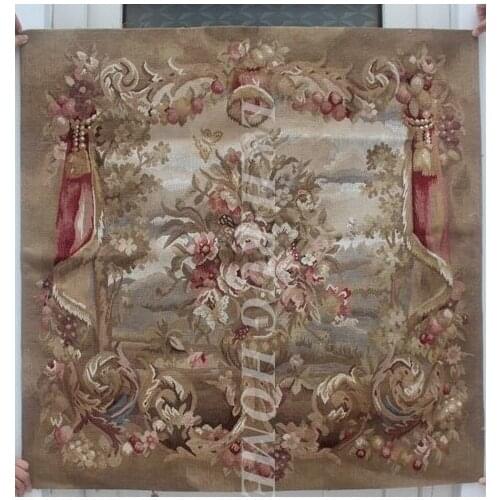 Free shipping 3'X3'Aubusson Tapestry ,Aubusson woolen tapestry, handmade tapestry