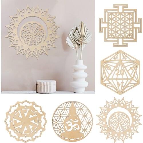 Wood Flower Of Life Energy Mat Sacred Geometry Wall Ornaments Wood Art Home Decor Laser Cut Handmade Coasters