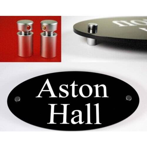 House number CIVIC Number Sign / Oval Black Acrylic Plate. contemporary, modern in Acrylic Door sign