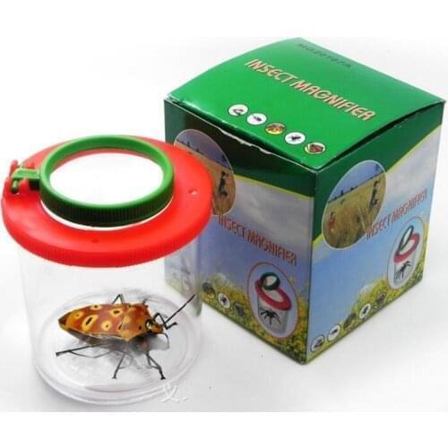 100pcs/lot Bug Box Magnify Insects Viewer box 2 Lens 4x Magnification Magnifier Childs Kids Toy Entomologists