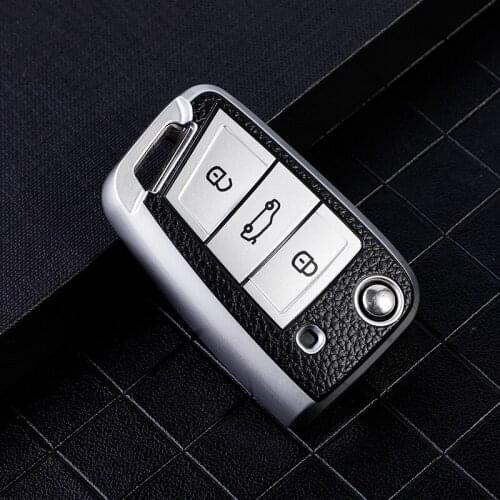 TPU Leather Car Key Case Cover For VW Volkswagen Golf 7 MK7 Tiguan MK2 For SEAT Ateca Leon FR 2 Ibiza For Skoda Octavia A7