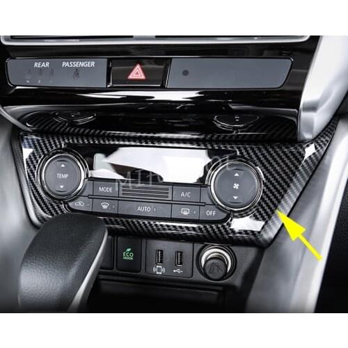 Interior Dashboard AC Air Condition Switch Cover For Mitsubishi Eclipse Cross 2018 2019 2020 Carbon Fiber Overlay