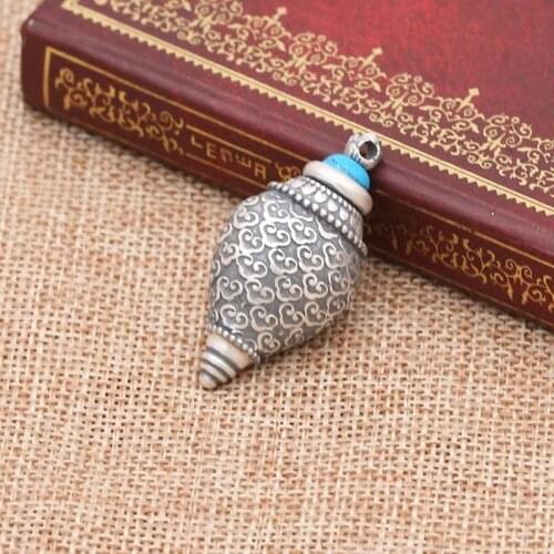 925 Sterling Silver Nectar pills Vintage Jewelry lection Tibetan Sarira Pendant Memorial Buddhist Holder conch Ash Urn Necklace