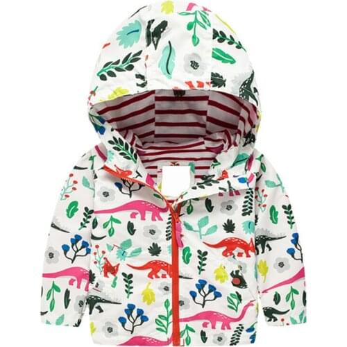 Boys Dinosaur Jacket Girl Cartoon Outerwear Baby Hooded Coat Spring Autumn Clothes Zipper Windbreaker Hoodies Children Clothing