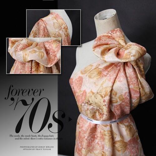 LEO&LIN Classical 3D flower jacquard 100% Silk Haute Couture Fabric for Sewing formal dress (1 meter)