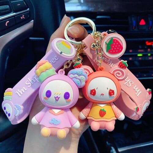 Sweetheart Cartoon Biscuit Doll Keychain Women Gilr Cute Keyring Creative Couple Car Bag Pendant Charm Key Chains Gift