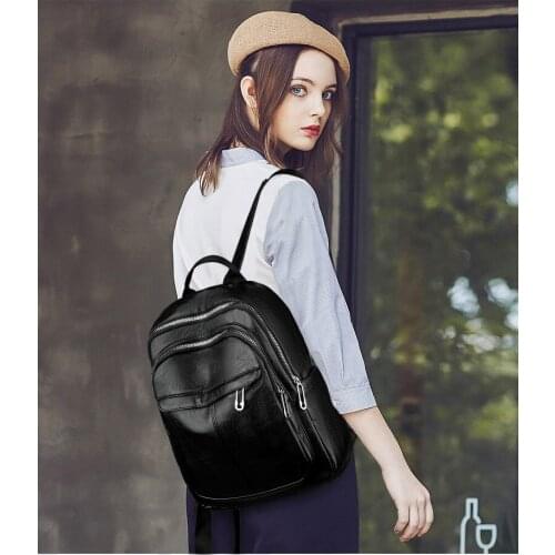 2020 Mini Backpack Women Casual PU Leather Shoulder Bag For Teenage Girls Multi-Function Small Female Ladies School Backpack