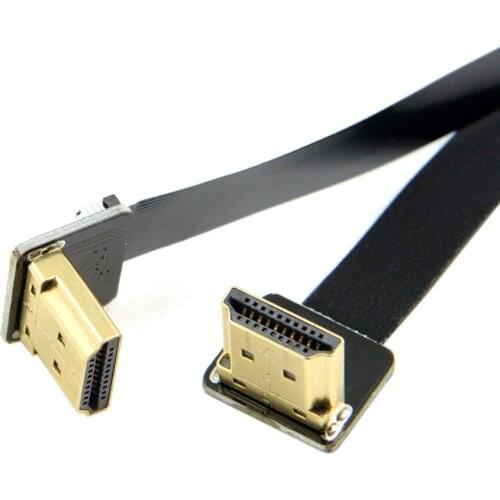 MLLSE Dual Up Angled 90 Degree FPV HDMI Type A Male to Male HDTV FPC Flat Cable AA4071