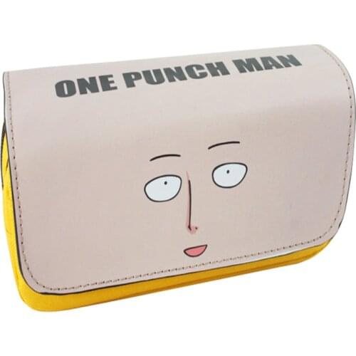 One Punch Man Fashion Simple High Quality Soft Anime Characters Mass Double School Student Unisex Zipper Pencil Case Wallet