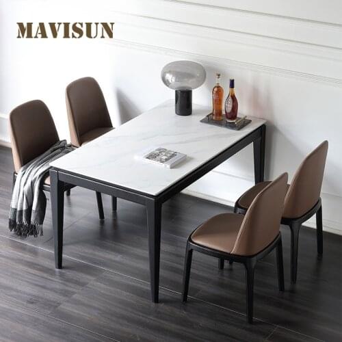 Rock slab rectangular Nordic style solid wood dining table and chair modern simple household small apartment dining table