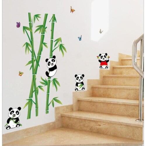 Wallpapers Youman Green Bamboo Forest Panda Wall Stickers Vinyl DIY Decorative Mural Art for Living Room Cabinet Decoration