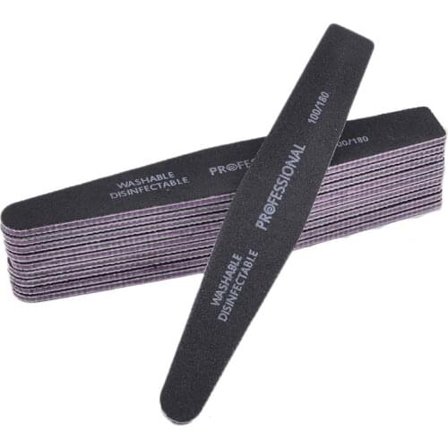 12pcs/lot Professional Lime a Ongle 100/180 Black Nail Sanding Block Manicure Pedicure Buffing Gel Polish Nail Salon Beauty Tool