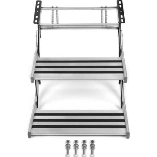 Rv motorhome rv led RV Double Steps Manual Foldable Aluminium Alloy Ladder with Fixing Screw Rod Anti‑Slip M10 Mounting rv