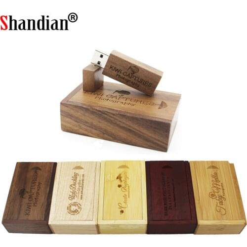SHANDIAN Wooden usb+box usb flash drive memory Stick pen drive pendrive 4gb 16g 32gb 64gb U disk wedding gift free custom logo