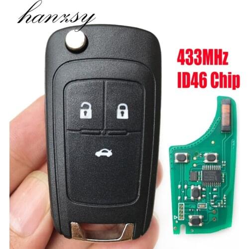 3 Buttons Car Flip Folding Key 433MHz For Chevrolet Cruze Malibu Aveo Spark Sail Complete Remote Key with ID46 Chip HU100 Blade