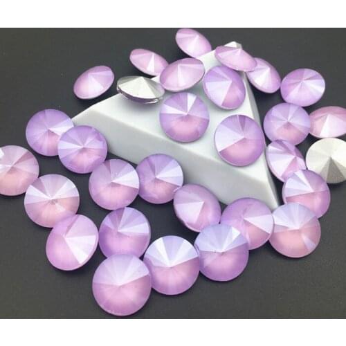 14mm Violet Mocha Color Rivoli Crystal Fancy Stone Point Back Glass Stone For Jewelry Making