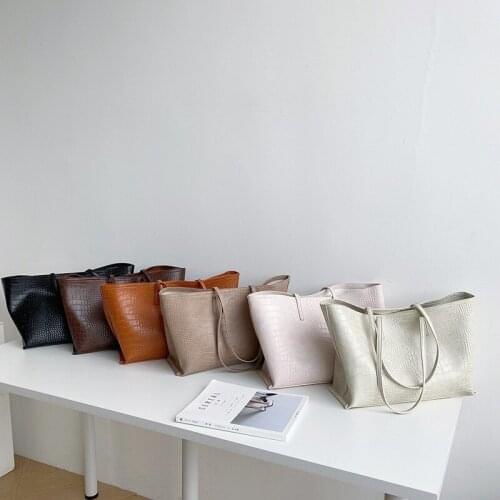 New womens bag fashion large capacity all-match portable tote bag PU leather crocodile pattern picture and mother shoulder bag