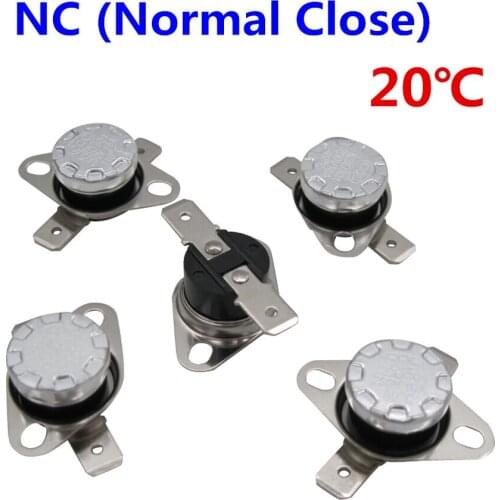 10Pcs KSD301 20 Degrees Celsius 20 C Normal Close NC Temperature Controlled Switch Thermostat 250V 10A Thermal Protector