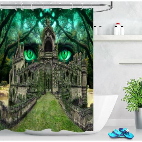Halloween Castle Horror Eyes Fabric Bath Curtains Bathroom Shower Curtain