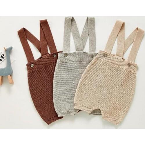 2021 New Baby Knit Bodysuit Cotton Boys Overalls Fashion Newborn Toddler Strap Jumpsuit Knitted Overalls For Autumn Baby Clothes