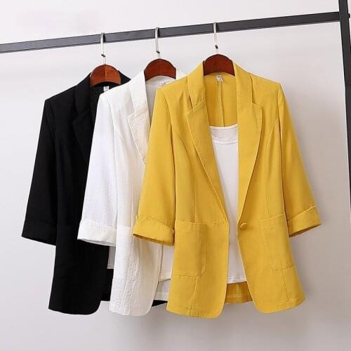 Womens Jackets Spring Summer 2021 Korean Version of Cotton and Linen Plus Size Suit Jacket Loose Casual Fashion Female Blazer