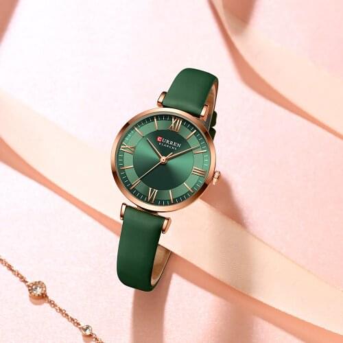 CURREN 2021 New Watches For Women Luxury Brand Fashion Quartz Leather Clock Elegant Dress Bracelet Wristwatch With Leather Strap