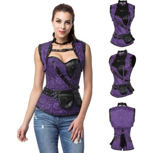 Sexy Women Steampunk Corset Punk Leather Corselet Steel Bone Corset Gothic Sexy Espartilhos E Corpetes Steampunk Clothing