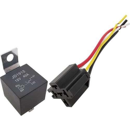 1Pcs Car Relay JD1912 12V 40A 4 Pin Waterproof Automotive Relais Auto Control Device Relay with 4-Wire Socket Automotive Relay