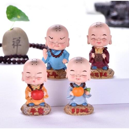 1PC 6.7CM Small Buddha Statue Monk Resin Figurine Crafts Home Decorative Ornaments Miniatures Crafts Creative