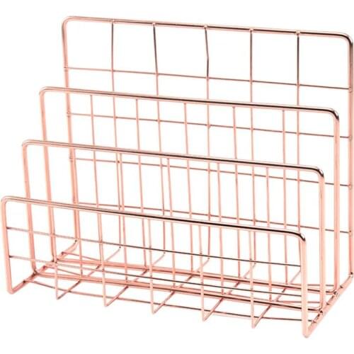 1pc Files Letters Paper Storage Rack Desktop Organizer Home Office Iron Rack