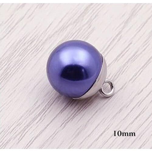 10pcs/lot Size:10mm (13/32") Exquisite Blue resin pearl metal shank buttons for buttons, garment accessories(ss-134-6)
