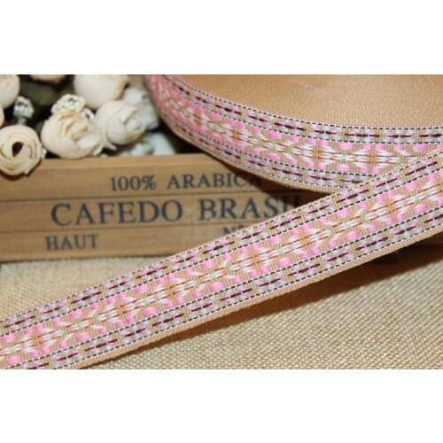 10yards/lot wide 2cm Woven Jacquard Ribbon Geometric for hat curtain and clothing accessory LS-1057